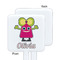 Pink Monsters & Stripes White Plastic Stir Stick - Single Sided - Square - Approval