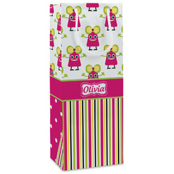 Pink Monsters & Stripes Wine Gift Bags - Matte (Personalized)