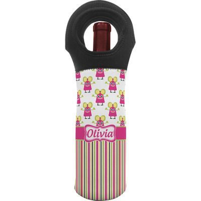 Pink Monsters & Stripes Wine Tote Bag (Personalized)