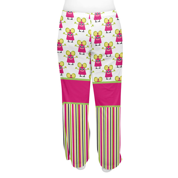 Pink Monsters & Stripes Women's Pj on model - Back
