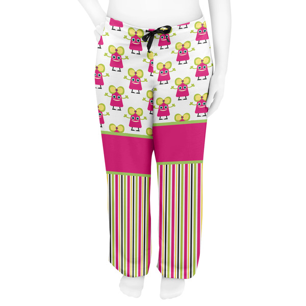 Pink Monsters & Stripes Women's Pj on model - Front