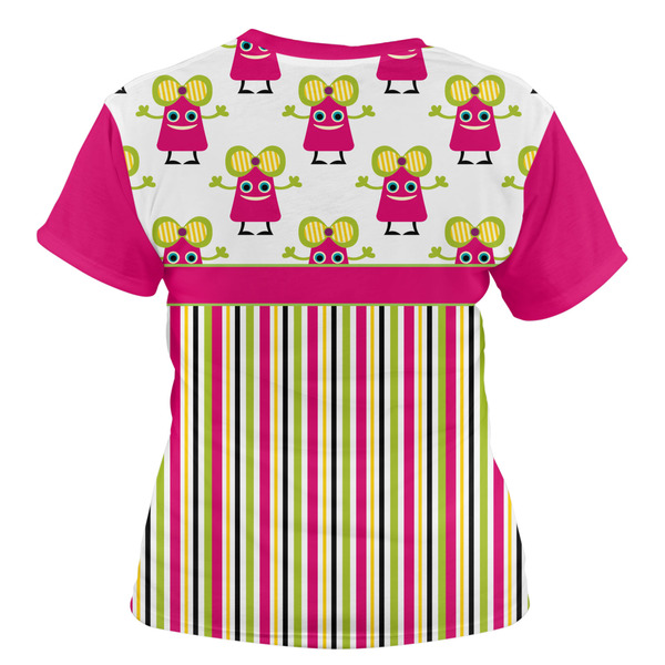 Pink Monsters & Stripes Women's T-shirt Back