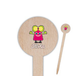 Pink Monsters & Stripes 6" Round Wooden Food Picks - Single Sided (Personalized)