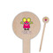 Pink Monsters & Stripes Wooden 6" Food Pick - Round - Closeup