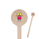 Pink Monsters & Stripes Round Wooden Stir Sticks (Personalized)