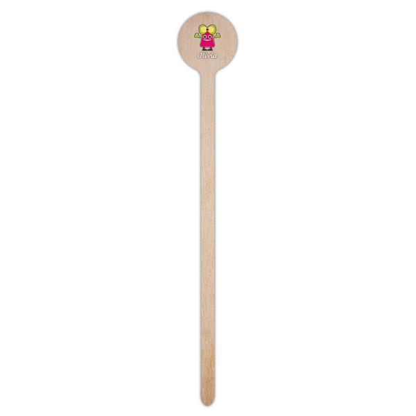 Pink Monsters & Stripes Wooden 7.5" Stir Stick - Round - Single Stick