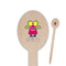 Pink Monsters & Stripes Wooden Food Pick - Oval - Closeup