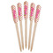 Pink Monsters & Stripes Wooden Food Pick - Paddle - Fan View