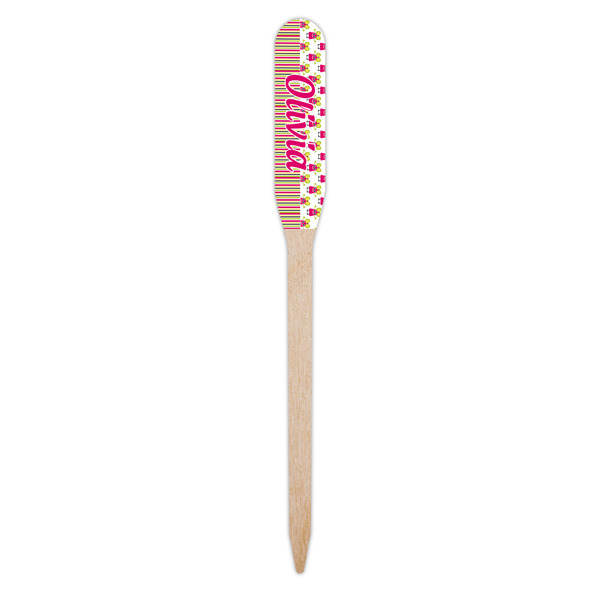 Pink Monsters & Stripes Wooden Food Pick - Paddle - Single Pick
