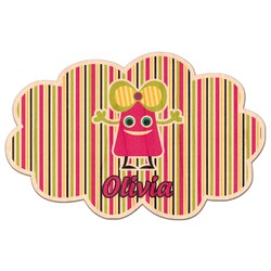 Pink Monsters & Stripes Genuine Maple or Cherry Wood Sticker (Personalized)