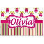 Pink Monsters & Stripes Woven Mat (Personalized)