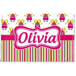 Pink Monsters & Stripes Woven Mat (Personalized)