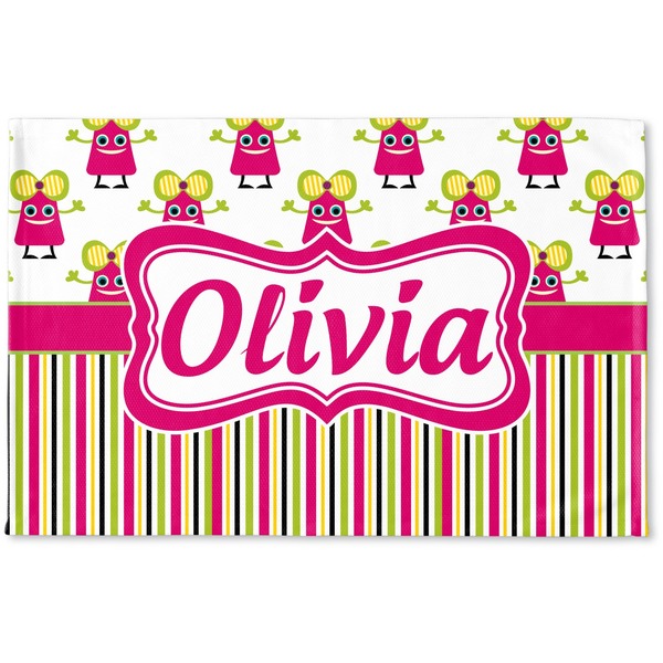 Custom Pink Monsters & Stripes Woven Mat (Personalized)