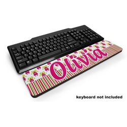 Pink Monsters & Stripes Keyboard Wrist Rest (Personalized)