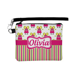 Pink Monsters & Stripes Wristlet ID Case w/ Name or Text