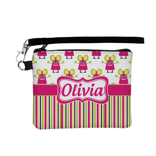 Custom Pink Monsters & Stripes Wristlet ID Case w/ Name or Text