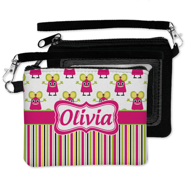 Pink Monsters & Stripes Wristlet ID Cases - MAIN