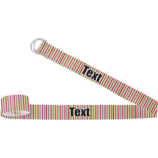 Custom Pink Monsters & Stripes Yoga Strap (Personalized)