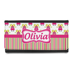 Pink Monsters & Stripes Leatherette Ladies Wallet (Personalized)