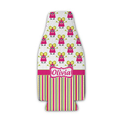 Pink Monsters & Stripes Zipper Bottle Cooler (Personalized)