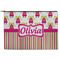 Pink Monsters & Stripes Zipper Pouch Large (Front)