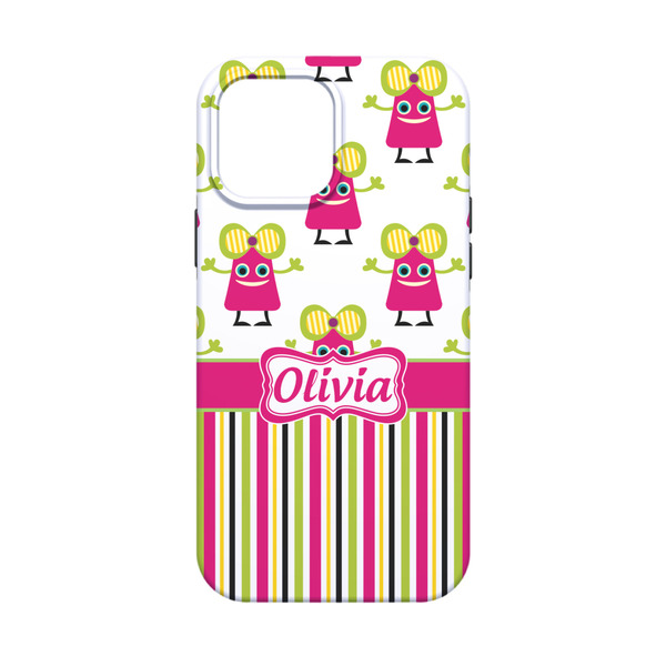 Pink Monsters & Stripes iPhone 13 Mini Tough Case - Back