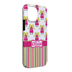 Pink Monsters & Stripes iPhone Case - Rubber Lined - iPhone 13 Pro Max (Personalized)