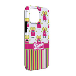 Pink Monsters & Stripes iPhone Case - Rubber Lined - iPhone 13 Pro (Personalized)