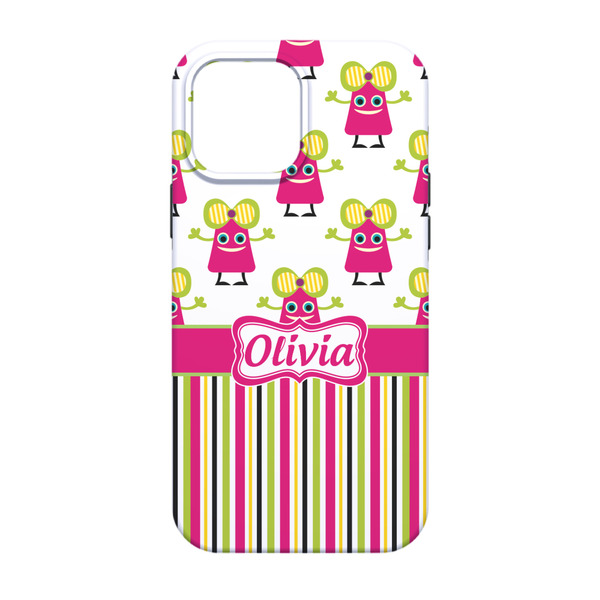 Pink Monsters & Stripes iPhone 13 Tough Case - Back