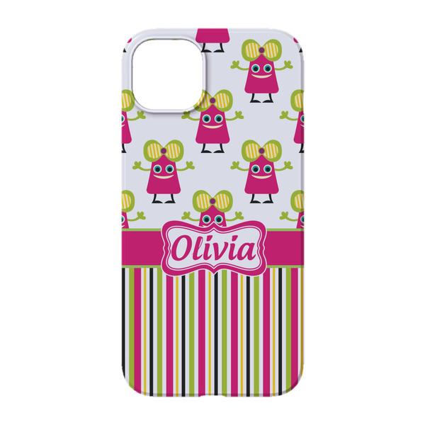 Pink Monsters & Stripes iPhone 14 Case - Back