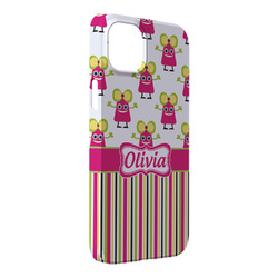 Pink Monsters & Stripes iPhone Case - Plastic - iPhone 14 Plus (Personalized)