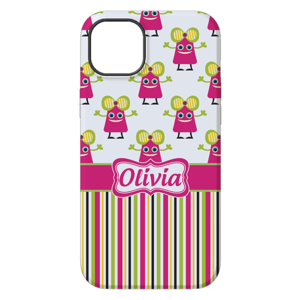 Pink Monsters & Stripes iPhone 14 Plus Tough Case - Back