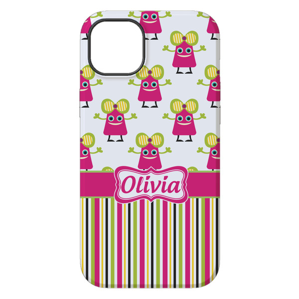 Pink Monsters & Stripes iPhone 14 Pro Max Tough Case - Back