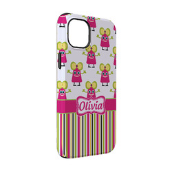 Pink Monsters & Stripes iPhone Case - Rubber Lined - iPhone 14 Pro (Personalized)