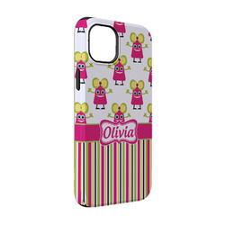 Pink Monsters & Stripes iPhone Case - Rubber Lined - iPhone 14 (Personalized)