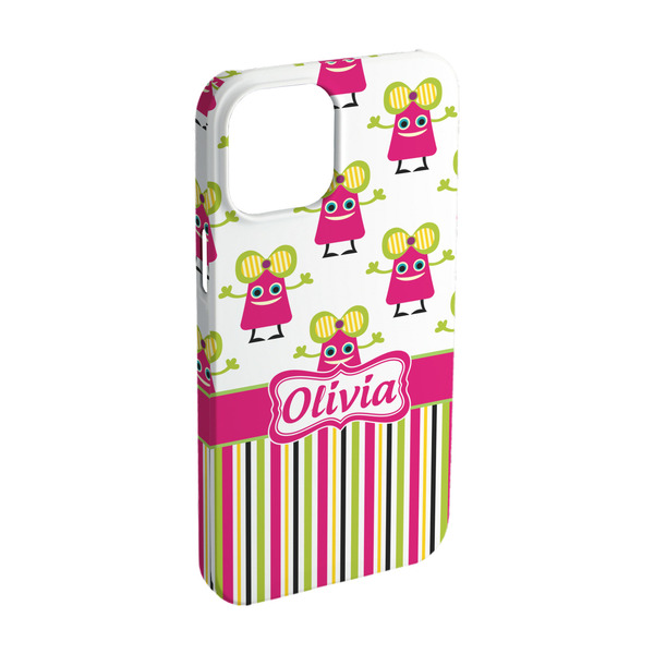 Custom Pink Monsters & Stripes iPhone Case - Plastic - iPhone 15 (Personalized)