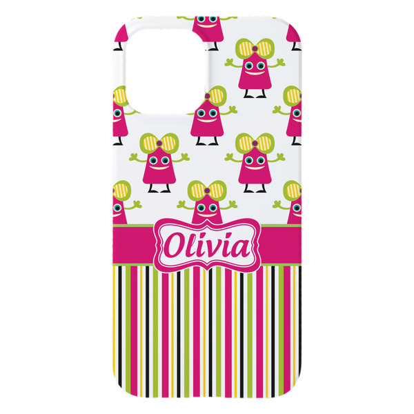 Pink Monsters & Stripes iPhone 15 Plus Case - Back