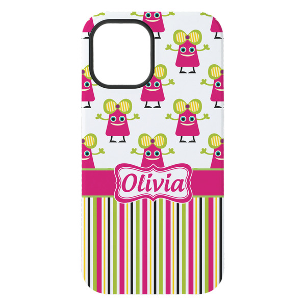 Pink Monsters & Stripes iPhone 15 Plus Tough Case - Back