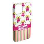 Pink Monsters & Stripes iPhone Case - Plastic (Personalized)