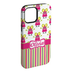 Pink Monsters & Stripes iPhone Case - Rubber Lined (Personalized)