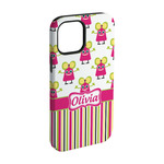 Pink Monsters & Stripes iPhone Case - Rubber Lined - iPhone 15 Pro (Personalized)