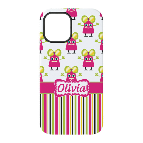 Pink Monsters & Stripes iPhone 15 Pro Tough Case - Back