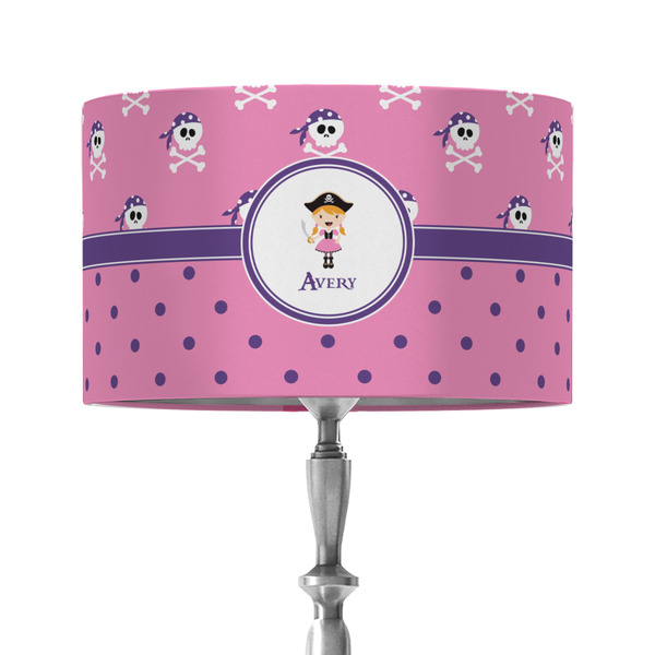 Pink Pirate 12" Drum Lampshade - ON STAND (Fabric)