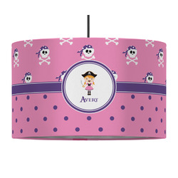 Pink Pirate 12" Drum Pendant Lamp - Fabric (Personalized)