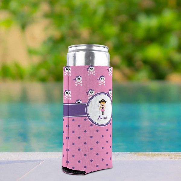 Pink Pirate Can Cooler - Tall 12oz - In Context