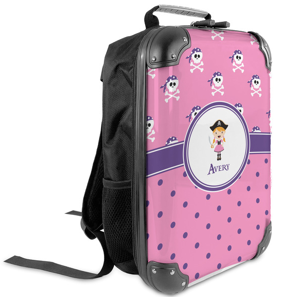 Custom Pink Pirate Kids Hard Shell Backpack (Personalized)