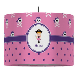 Pink Pirate 16" Drum Pendant Lamp - Fabric (Personalized)