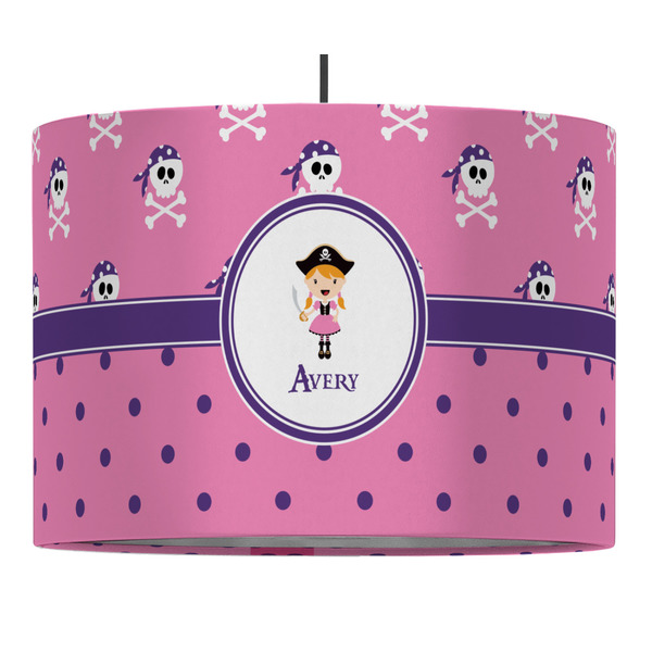 Custom Pink Pirate 16" Drum Pendant Lamp - Fabric (Personalized)