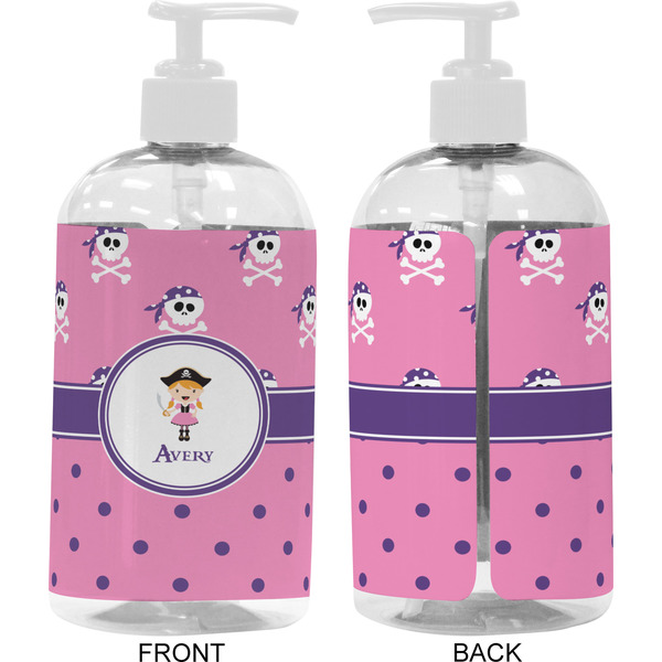 Pink Pirate 16 oz Plastic Liquid Dispenser- Approval- White