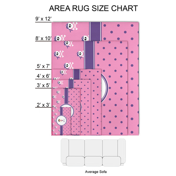 Pink Pirate 2'x3' Indoor Area Rugs - Size Chart
